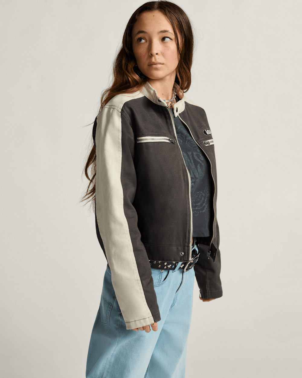 Women Vans Ryden Biker Jacket in Faded Black