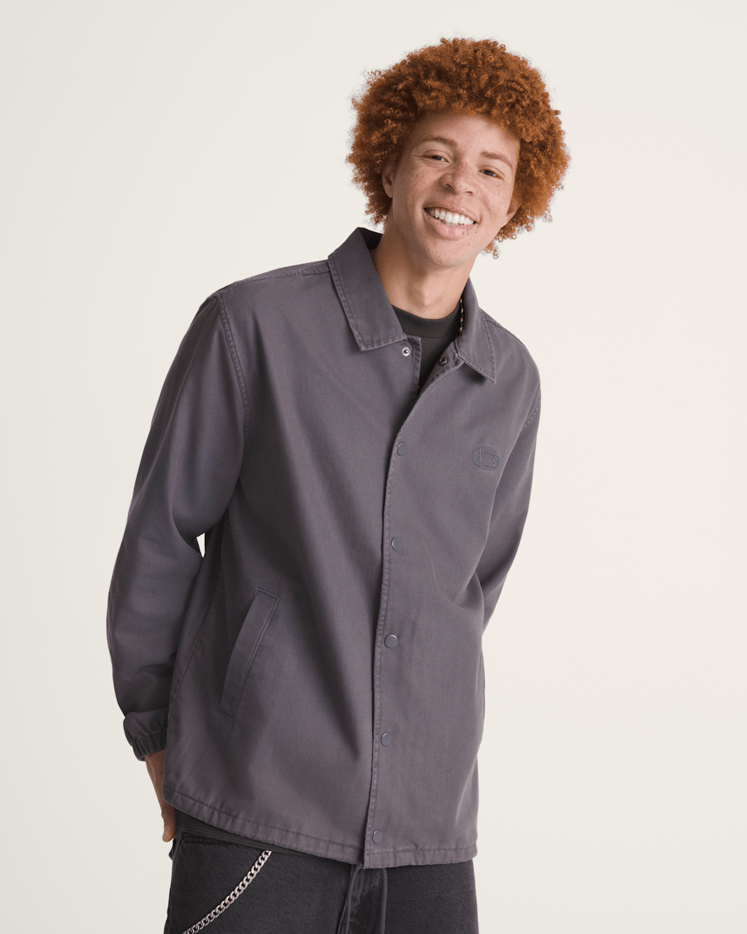 Women|Men Vans Torrey Pigment Canvas Coaches Jacket in Asphalt Grey