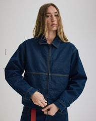 Women|Men Vans Premium Denim Station Jacket in Dark Indigo Blue