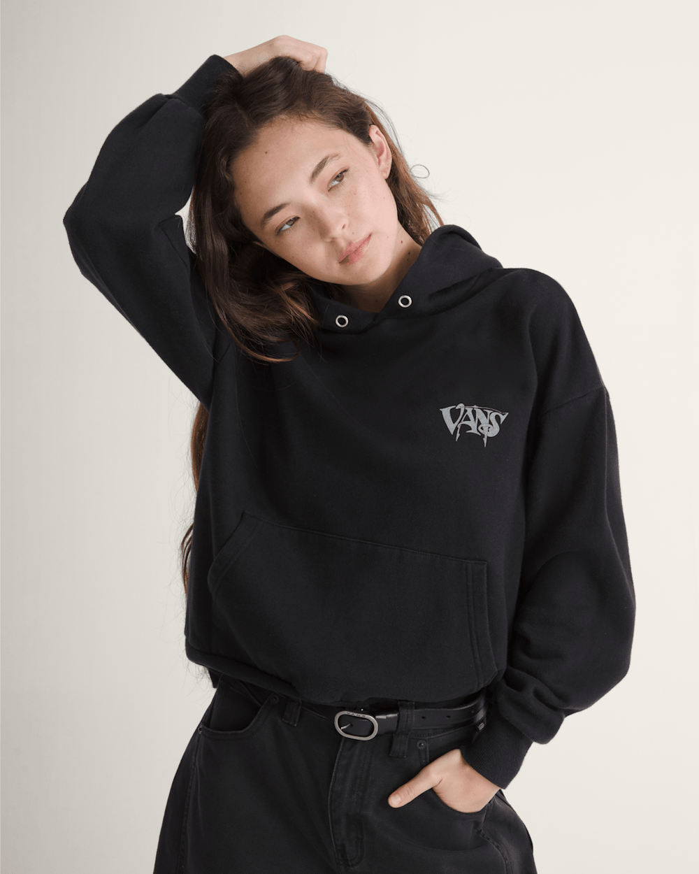 Women|Men Vans Waffle Shop Optic Eye Pullover Hoodie in Black