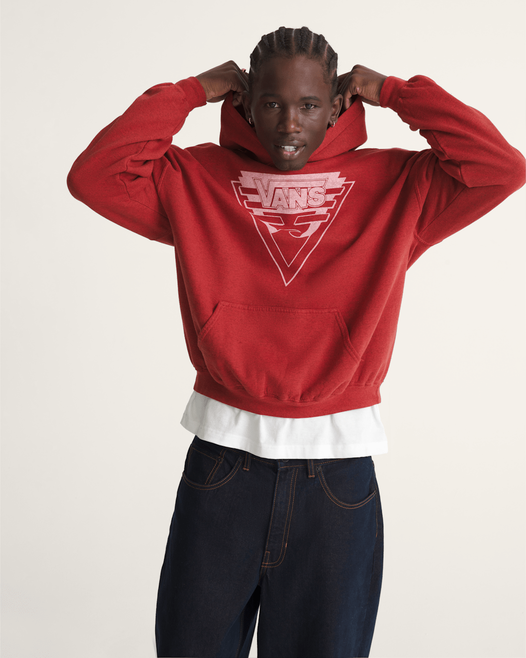 Women|Men Vans Waffle Shop Wave Blend Pullover Hoodie in Red