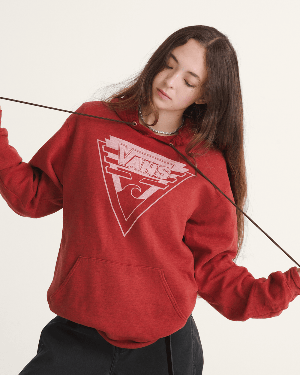 Women|Men Vans Waffle Shop Wave Blend Pullover Hoodie in Red