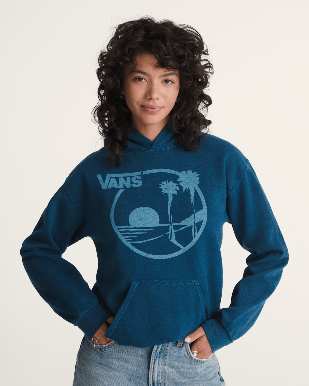 Women|Men Vans Waffle Shop Sun Vans Style Pullover Hoodie in Navy Blue