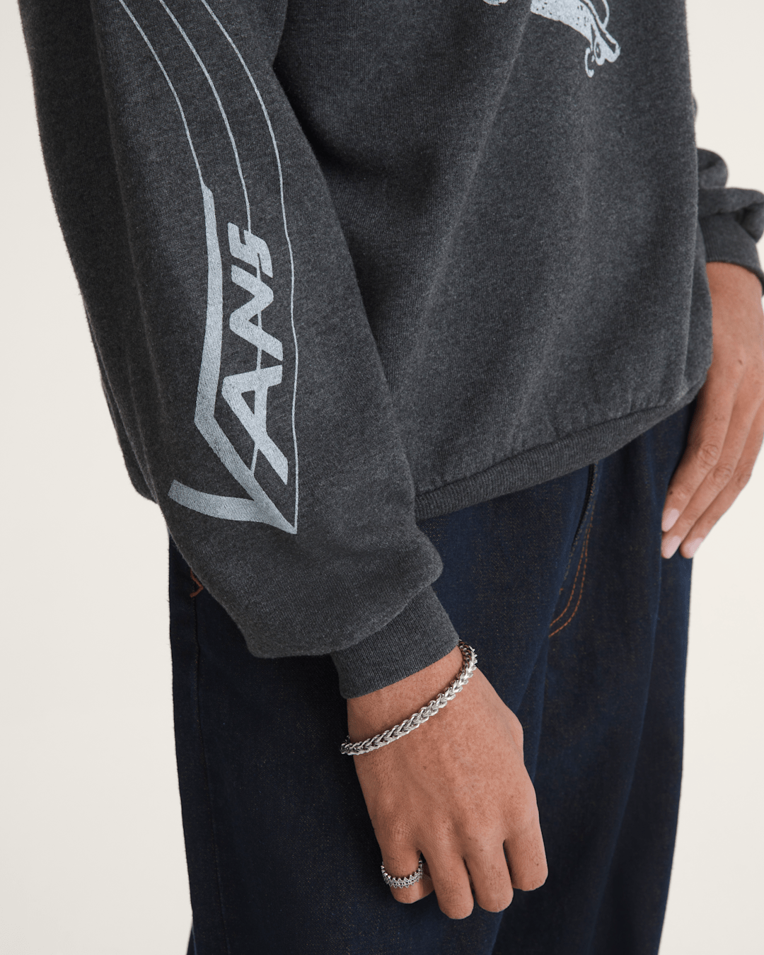 Women|Men Vans Waffle Shop Skate Crest Crewneck Sweatshirt in Charcoal Grey