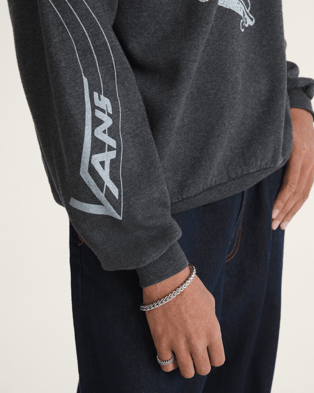 Women|Men Vans Waffle Shop Skate Crest Crewneck Sweatshirt in Charcoal Grey