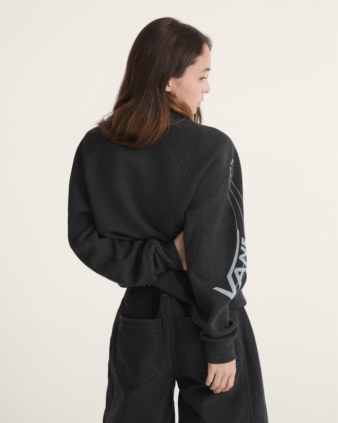 Women|Men Vans Waffle Shop Skate Crest Crewneck Sweatshirt in Charcoal Grey
