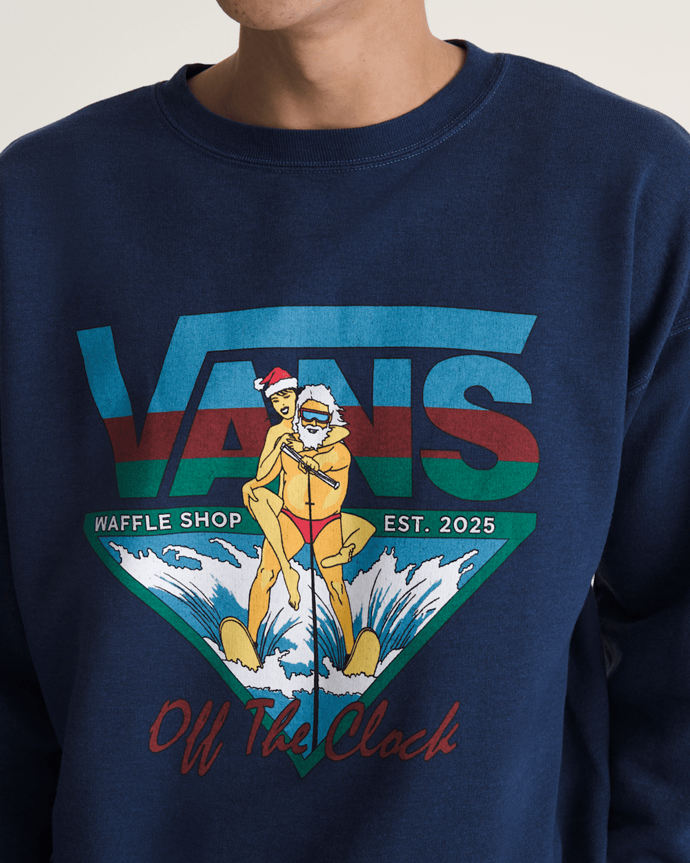 Women|Men Vans Waffle Shop Off the Clock Crew Sweatshirt in Navy Blue