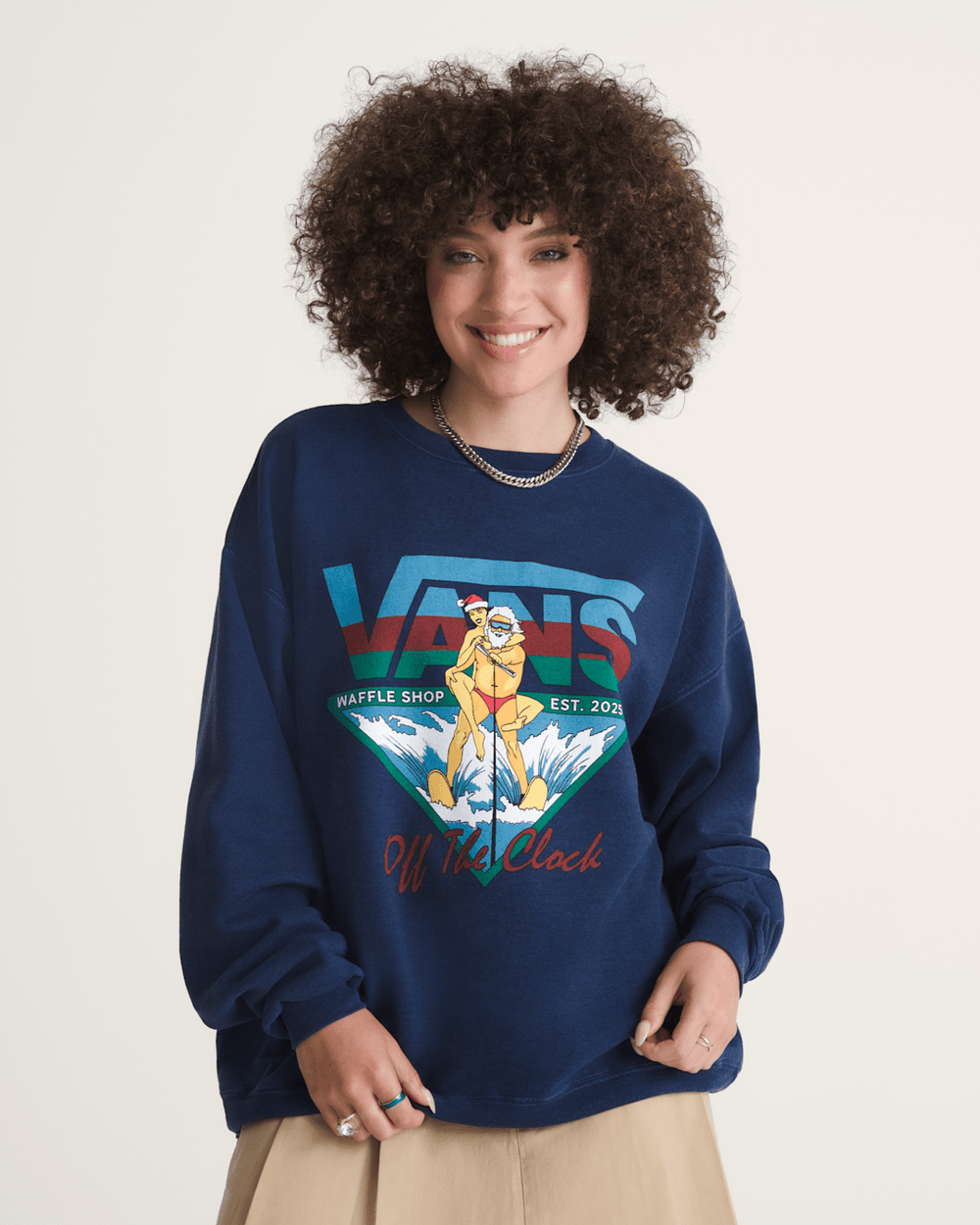 Women|Men Vans Waffle Shop Off the Clock Crew Sweatshirt in Navy Blue