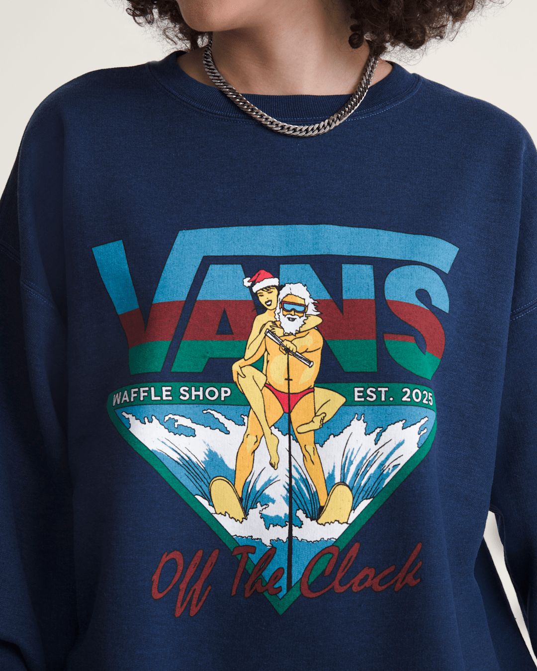 Women|Men Vans Waffle Shop Off the Clock Crew Sweatshirt in Navy Blue