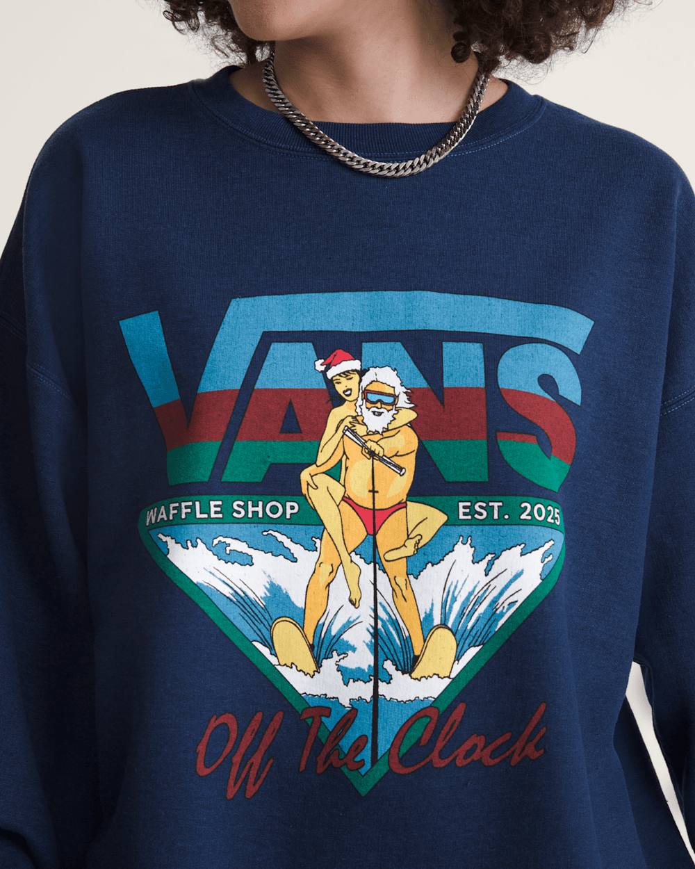 Women|Men Vans Waffle Shop Off the Clock Crew Sweatshirt in Navy Blue