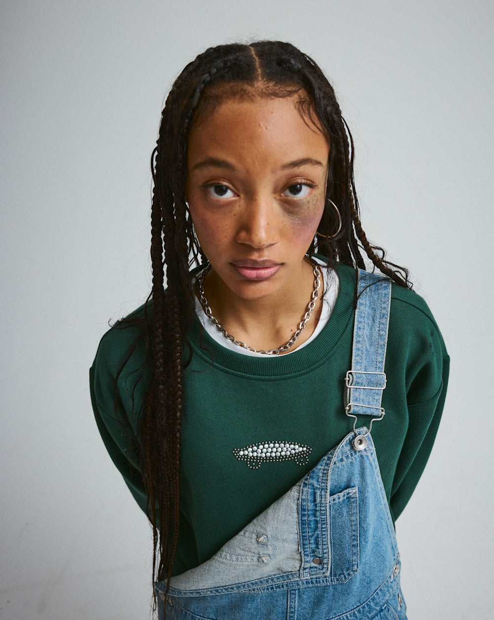 Women Vans Salton Pearls Crew Sweatshirt in Emerald Green