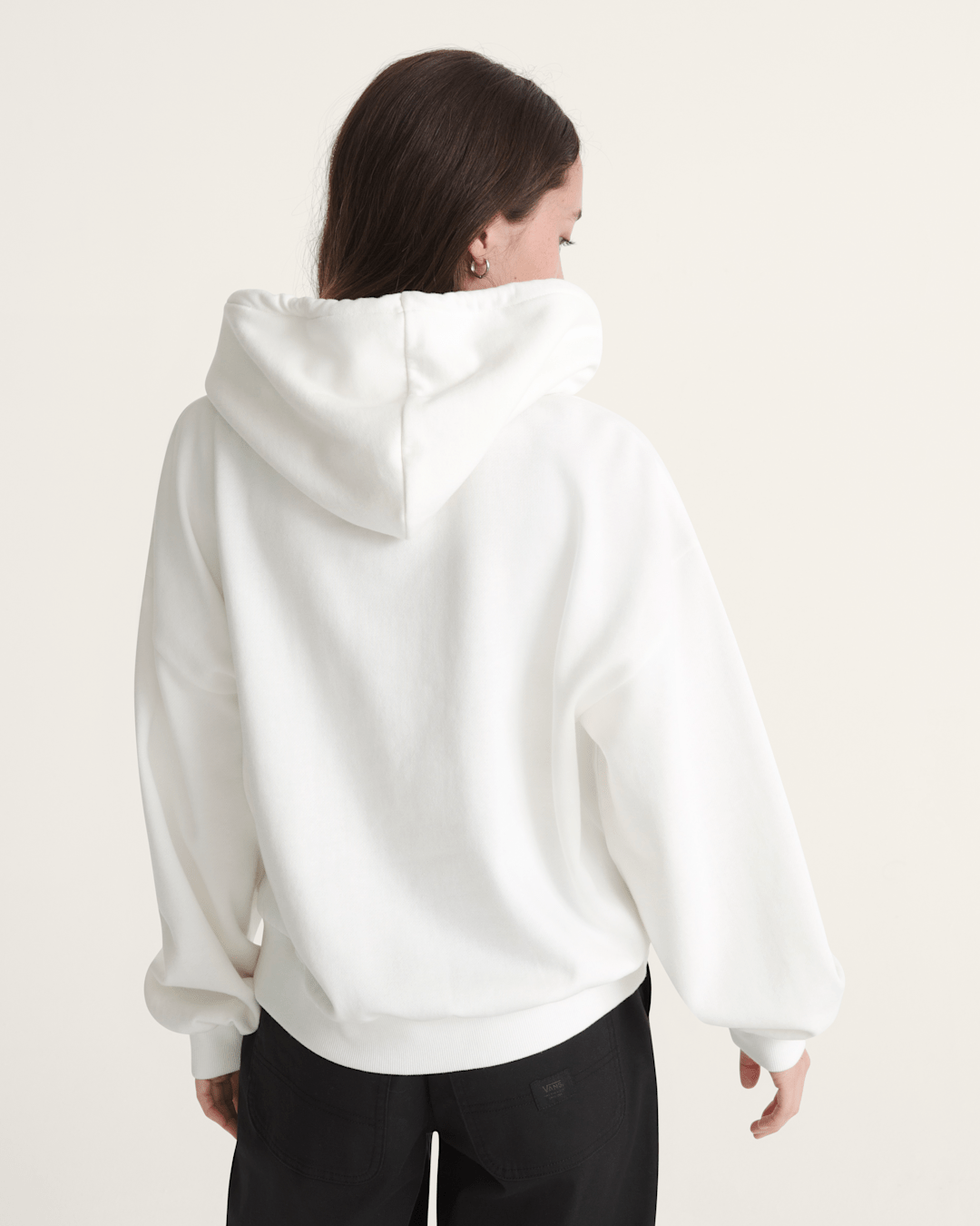 Women Vans Pearls Logo Retro Pullover Sweatshirt in Marshmallow White