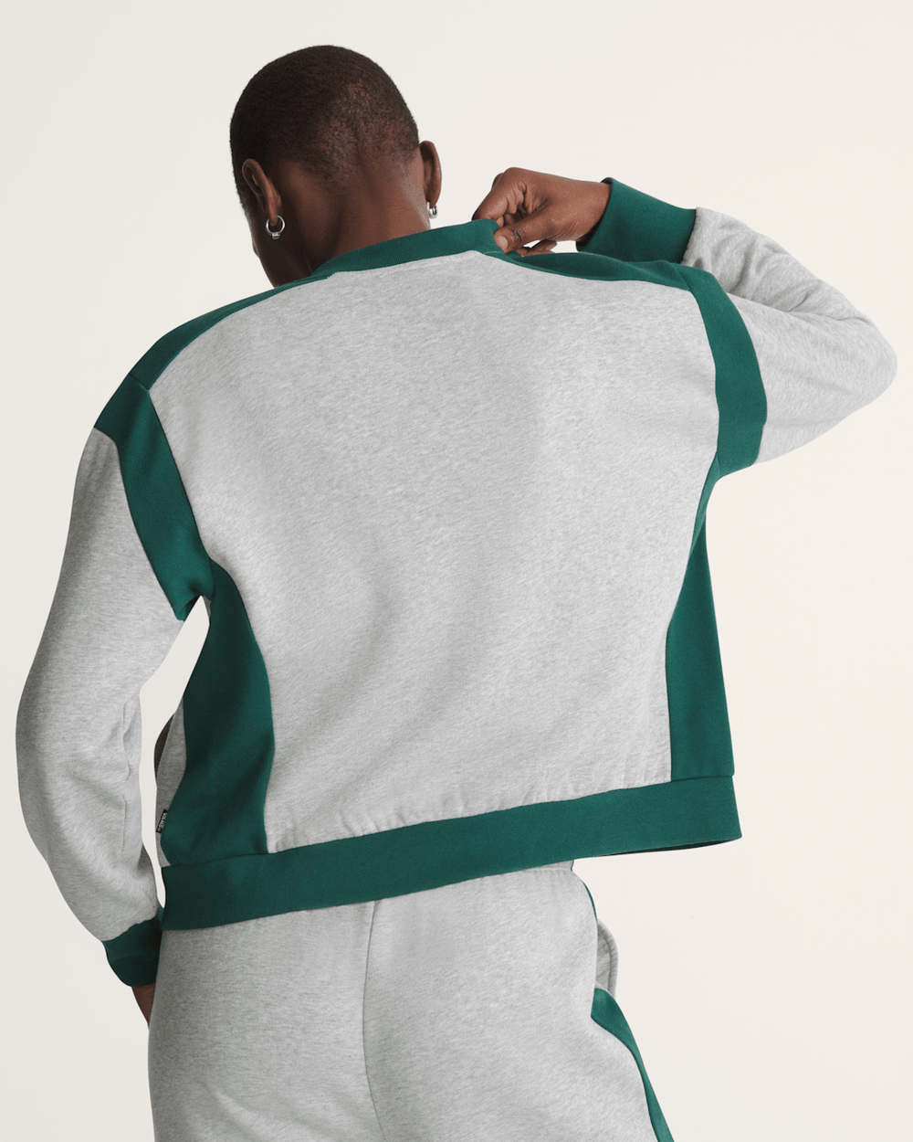 Women Vans Rookie Track Zip Sweatshirt in Grey / Emerald Green