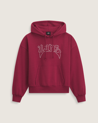 Women Vans Pearls Logo Retro Pullover Hoodie in Bordeaux Red