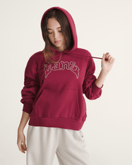 Women Vans Pearls Logo Retro Pullover Hoodie in Bordeaux Red