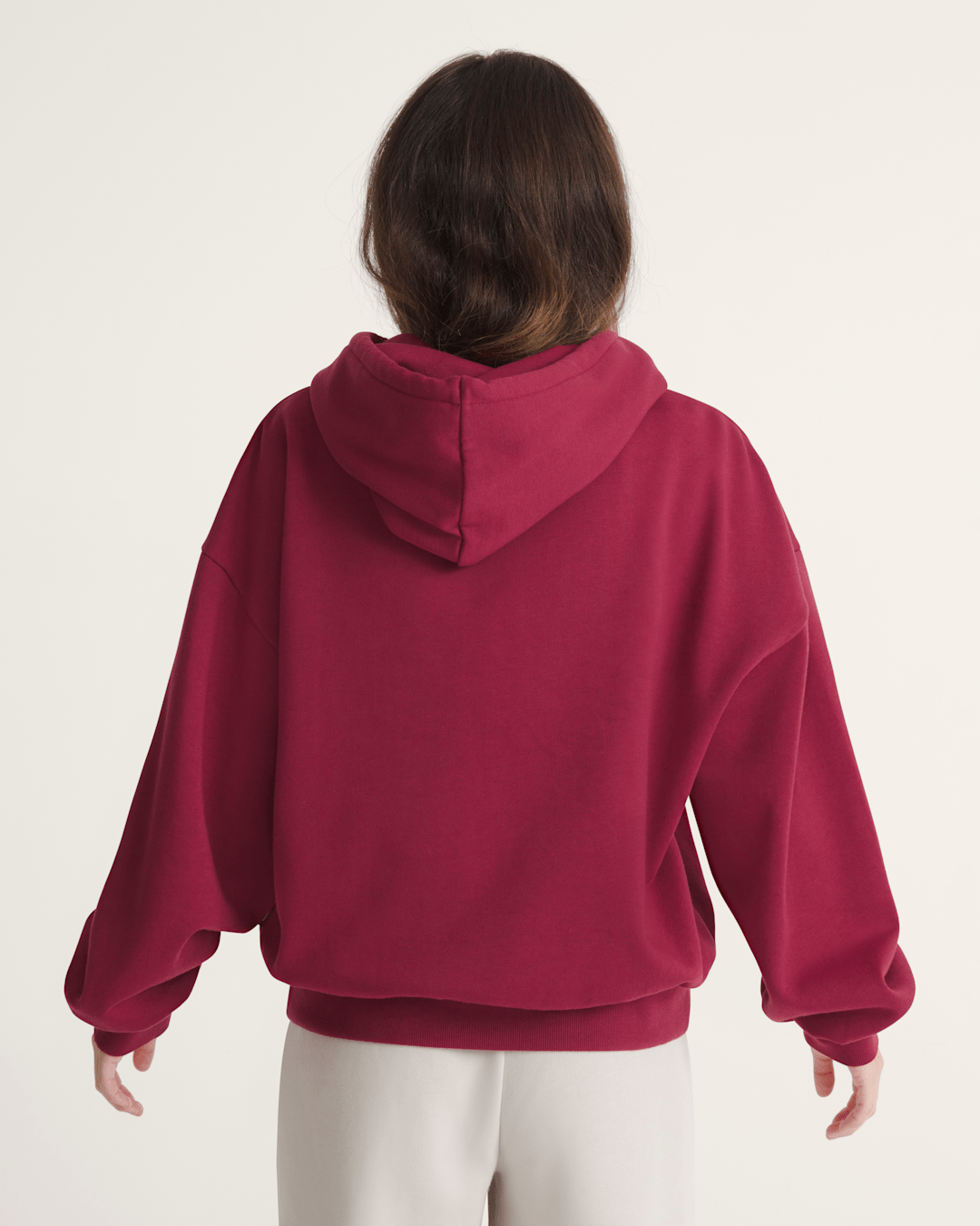 Women Vans Pearls Logo Retro Pullover Hoodie in Bordeaux Red