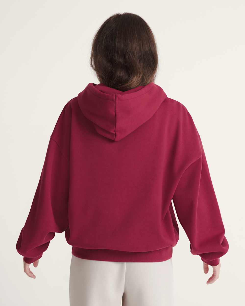Women Vans Pearls Logo Retro Pullover Hoodie in Bordeaux Red