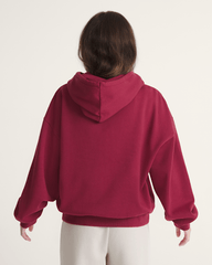 Women Vans Pearls Logo Retro Pullover Hoodie in Bordeaux Red