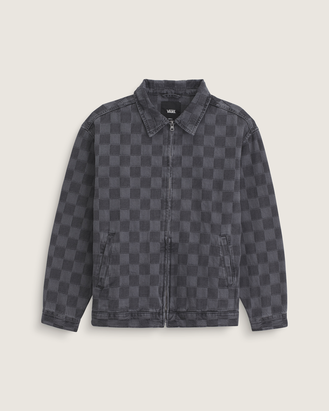 Women Vans Pitstop Checkered Station Denim Jacket in Checkerboard Faded Black