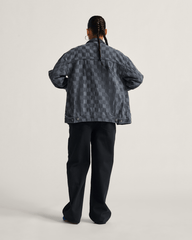 Women Vans Pitstop Checkered Station Denim Jacket in Checkerboard Faded Black