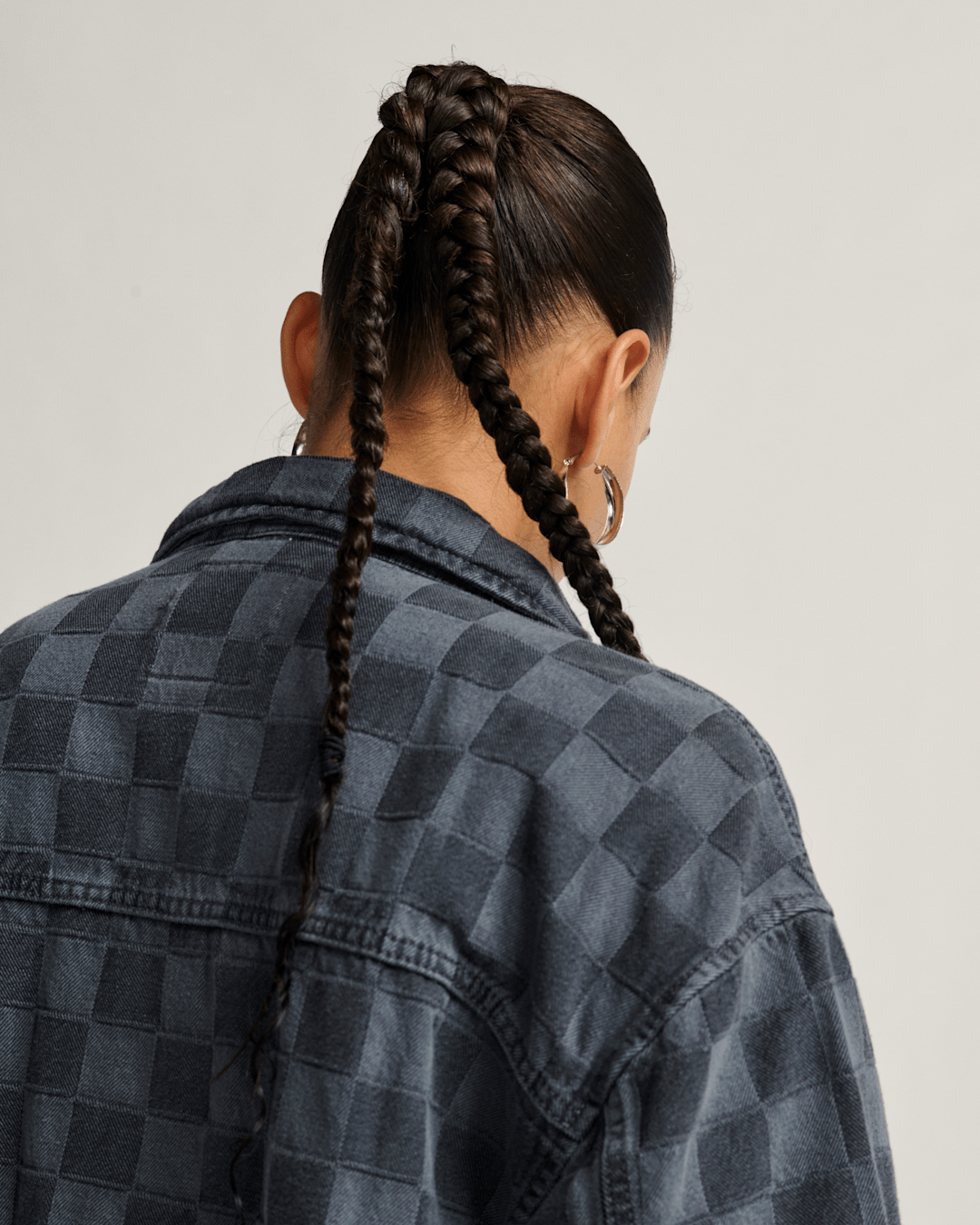 Women Vans Pitstop Checkered Station Denim Jacket in Checkerboard Faded Black