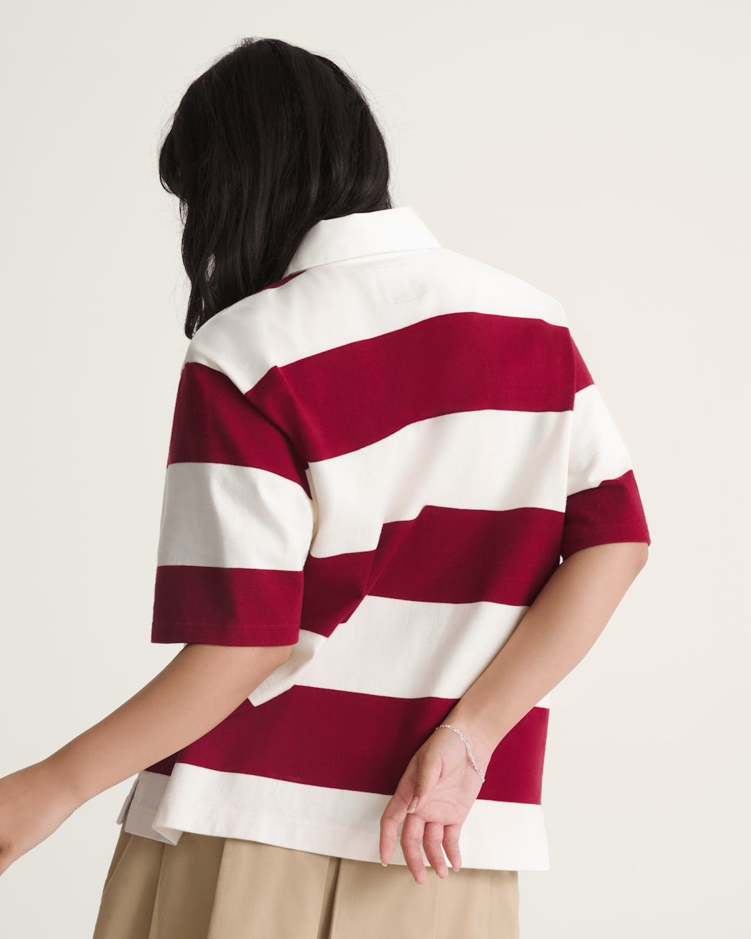 Women Vans Rugby Shirt in Bordeaux Red