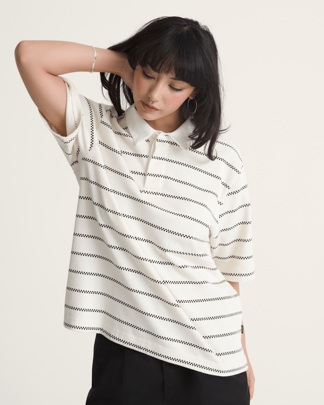 Women Vans Rugby Shirt in Marshmallow White