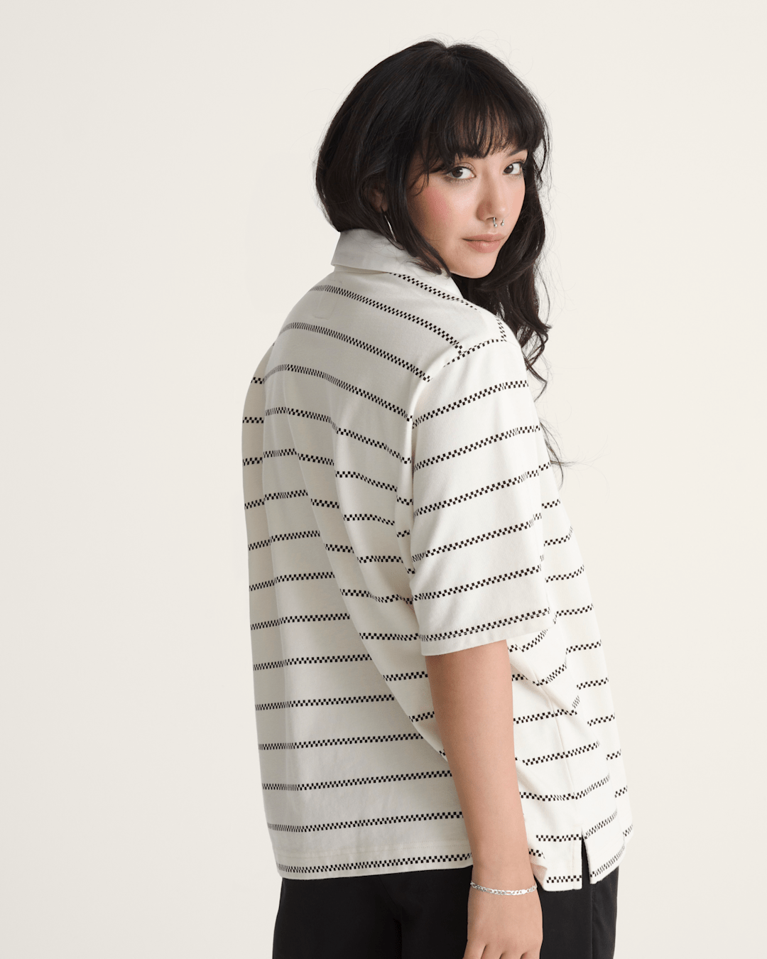 Women Vans Rugby Shirt in Marshmallow White