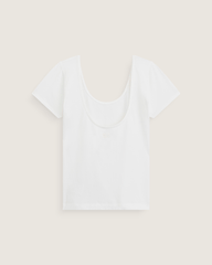 Women Vans Double Scoop T-Shirt in True White
