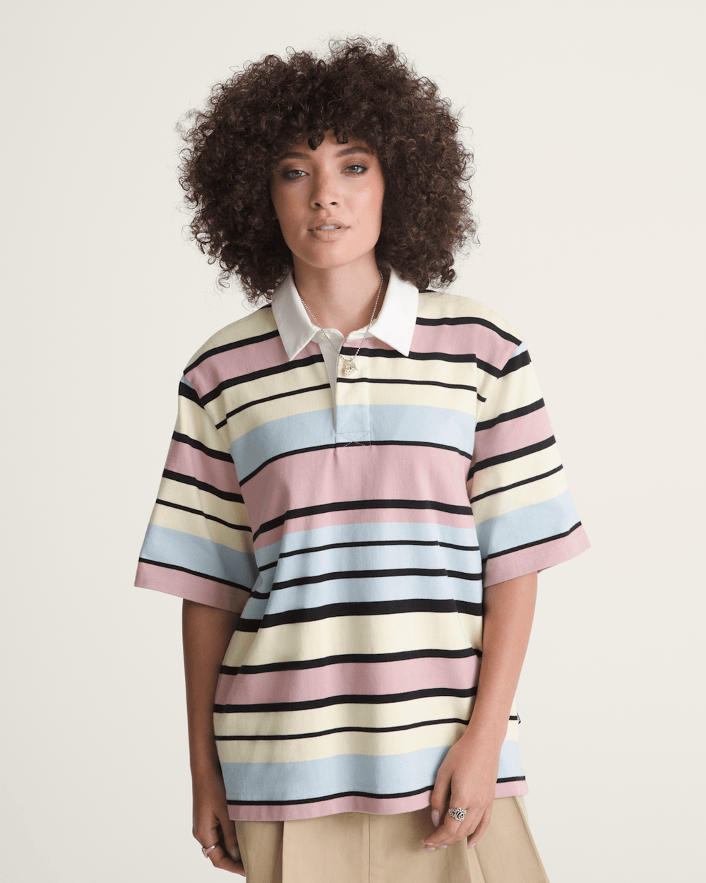 Women Vans Rugby Shirt in Misty Mauve Red
