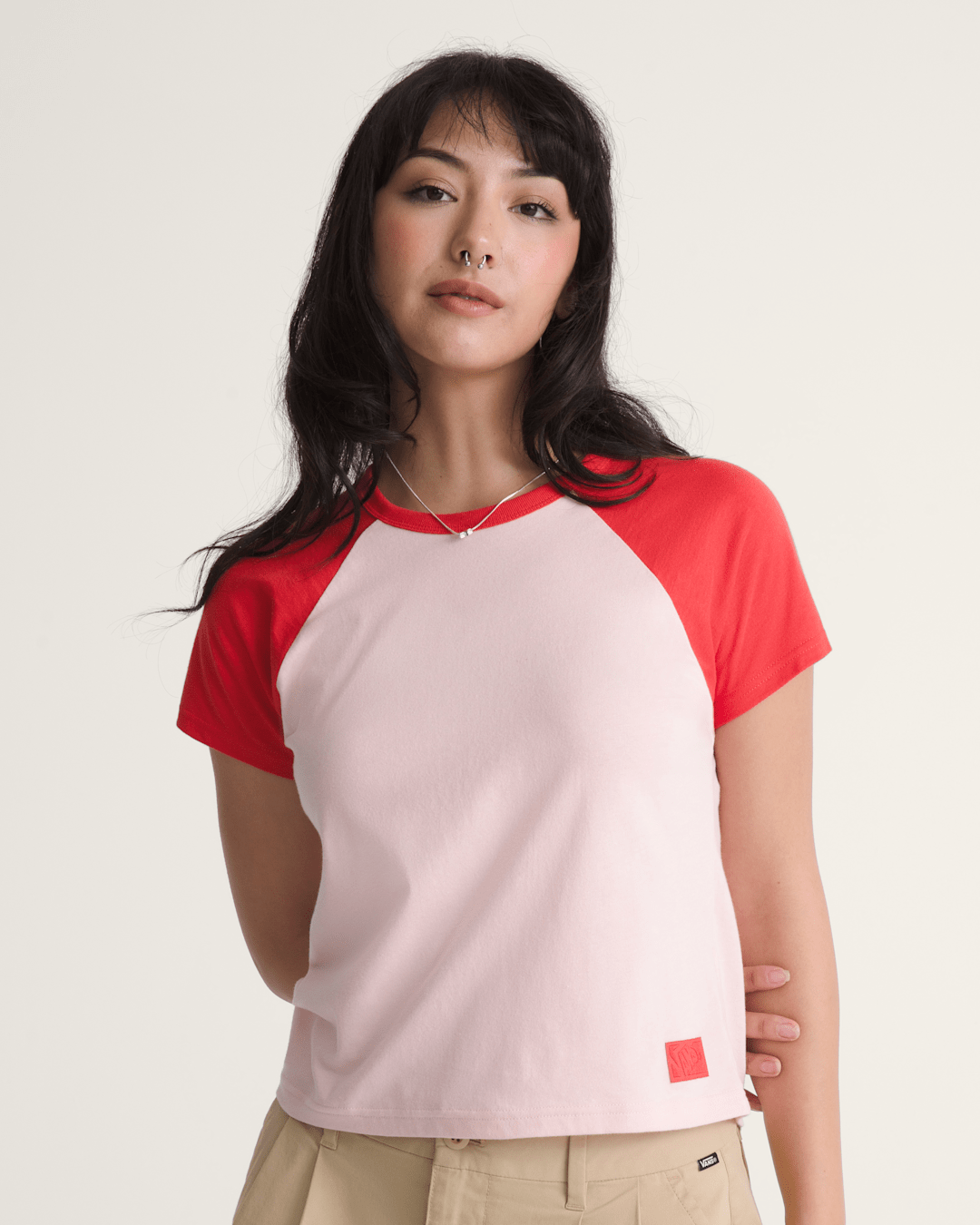 Women Vans Gracie Raglan T-Shirt in Coral Blush Pink
