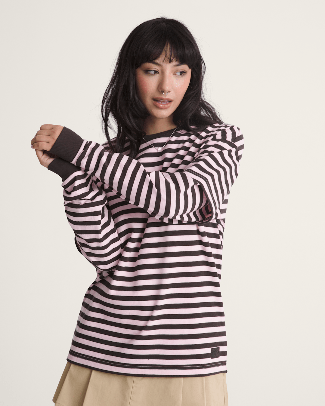 Women Vans Twofer Shirt in Coral Blush Pink