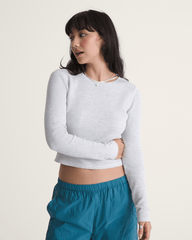 Women Vans Waffle Long Sleeve in WHITE HEATHER