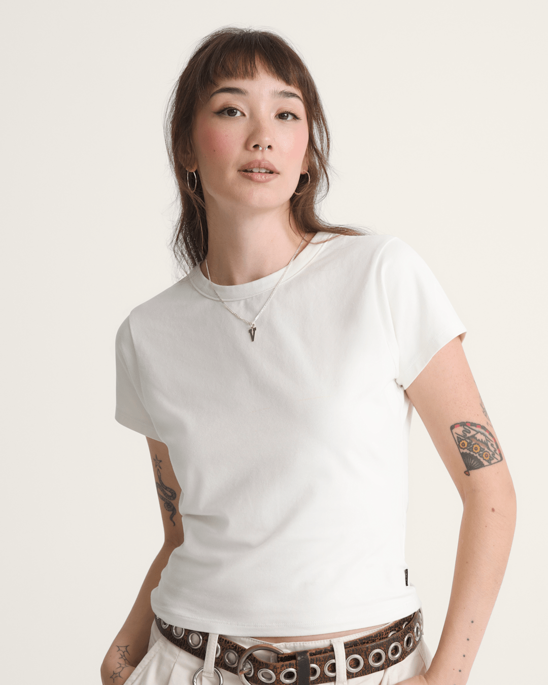 Women Vans Jersey Knit Shirt in Marshmallow White
