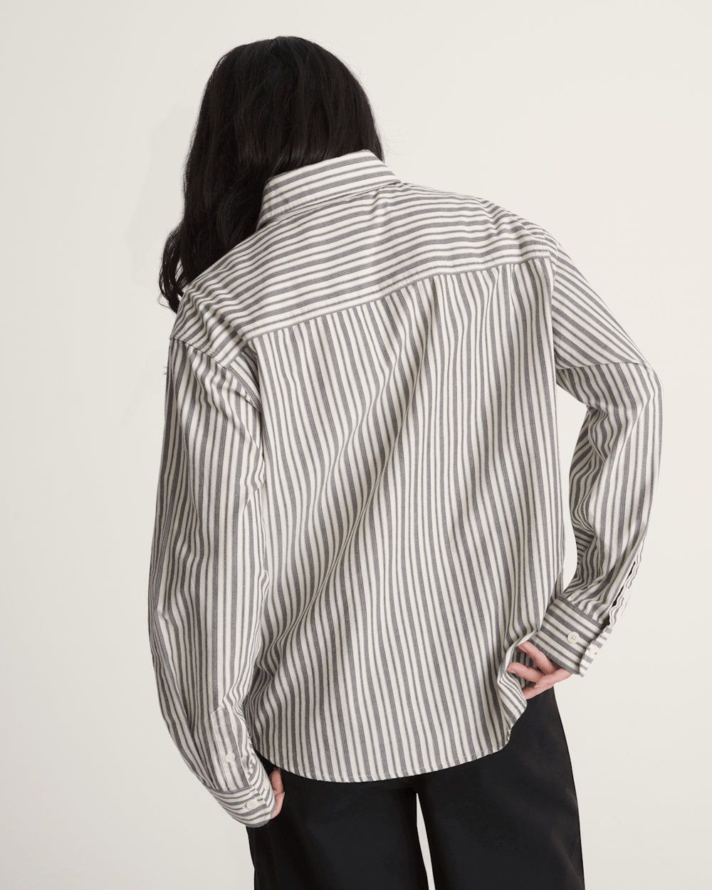 Women Vans Utility Stripe Shirt in Black-White