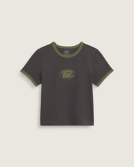 Women Vans Circle V Ringer Tee in Faded Black