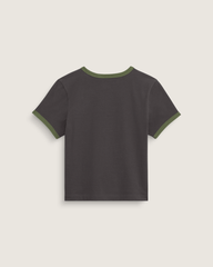 Women Vans Circle V Ringer Tee in Faded Black