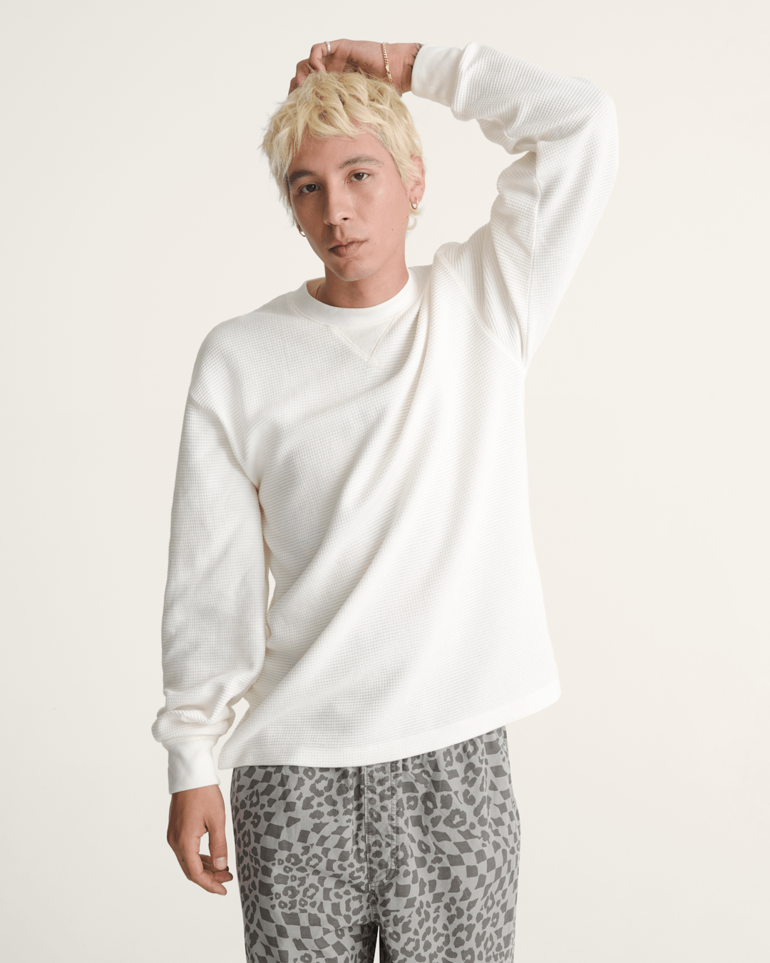 Women|Men Vans Navigate Long Sleeve Thermal Shirt in Egret White