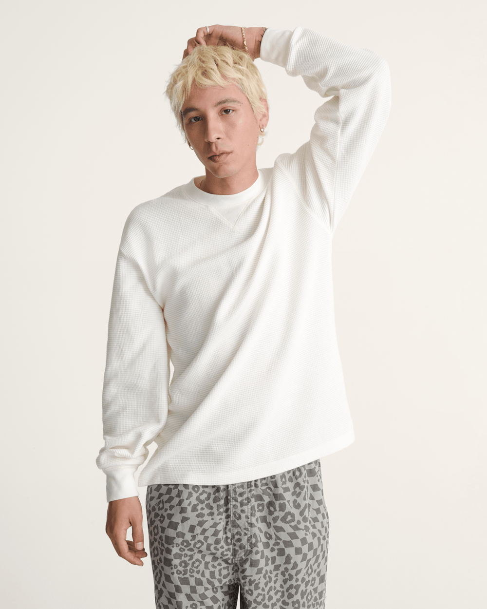 Women|Men Vans Navigate Long Sleeve Thermal Shirt in Egret White