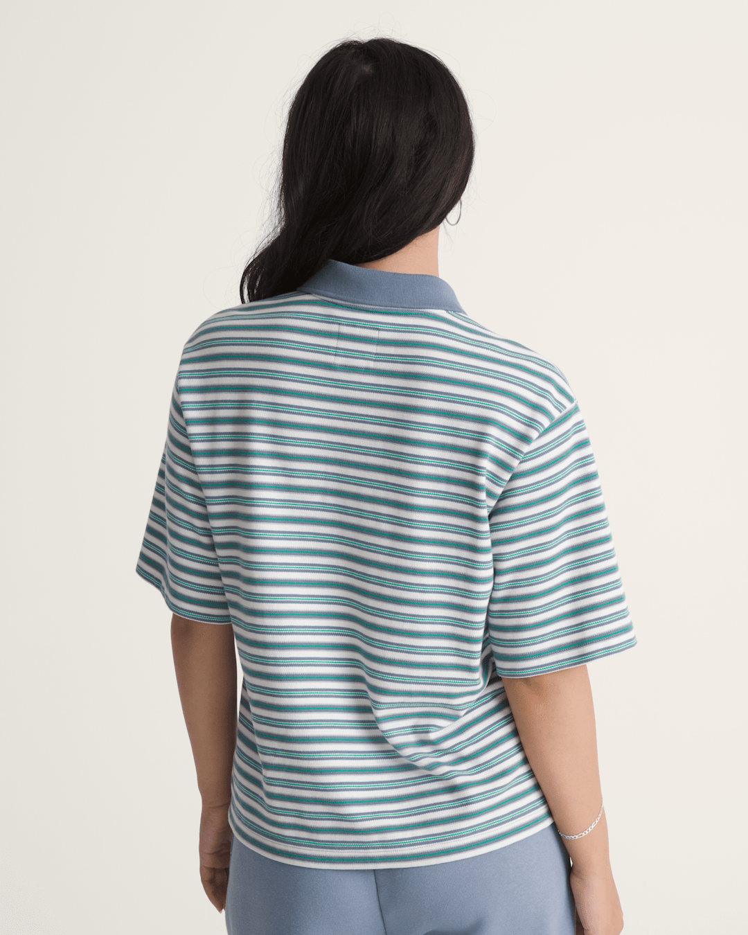 Women Vans Swing Knit Polo Shirt in Glacial Slate Blue