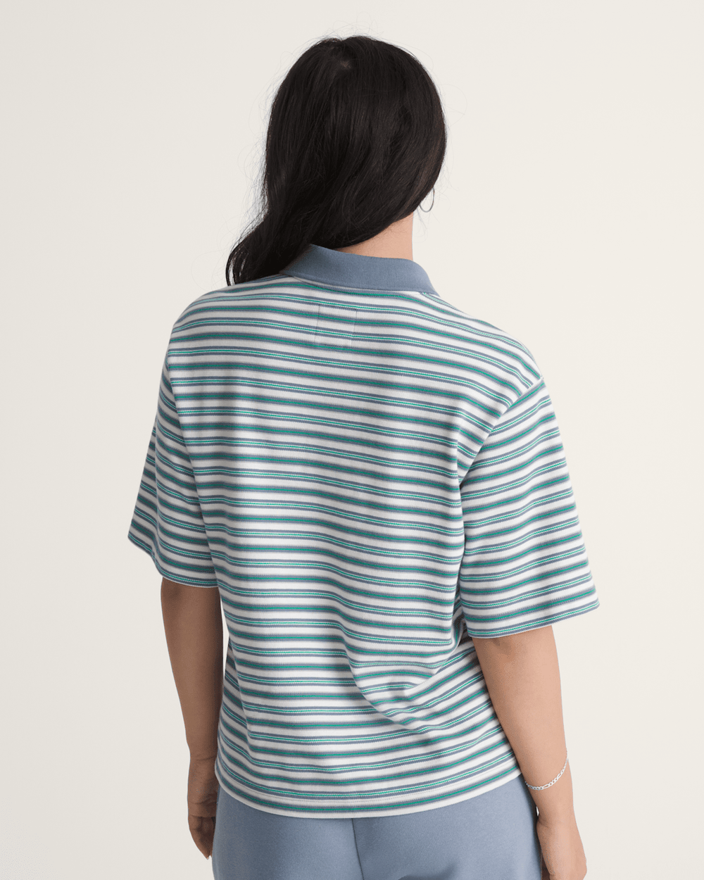 Women Vans Swing Knit Polo Shirt in Glacial Slate Blue