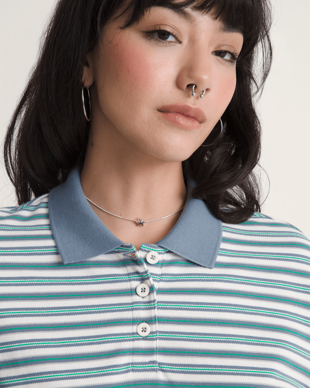 Women Vans Swing Knit Polo Shirt in Glacial Slate Blue