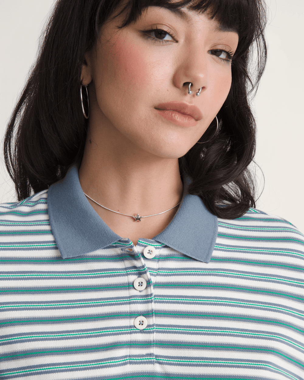 Women Vans Swing Knit Polo Shirt in Glacial Slate Blue