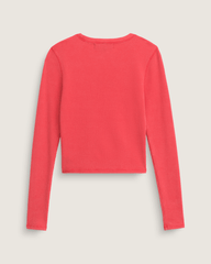 Women Vans Teri Waffle Long Sleeve Shirt in Crimson Haze Red