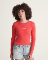 Women Vans Teri Waffle Long Sleeve Shirt in Crimson Haze Red
