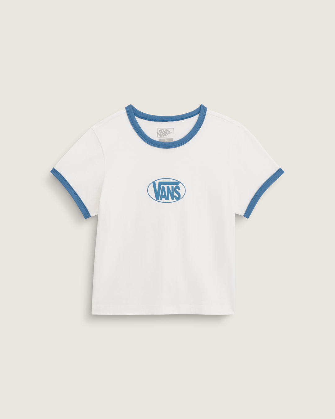 Women Vans Circle V Ringer Tee in Egret