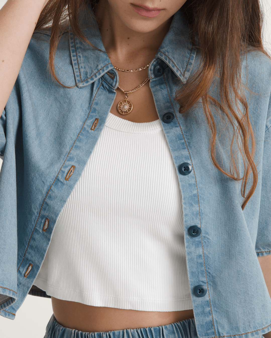 Women Vans Wren Denim Button Up Shirt in Stonewash Blue