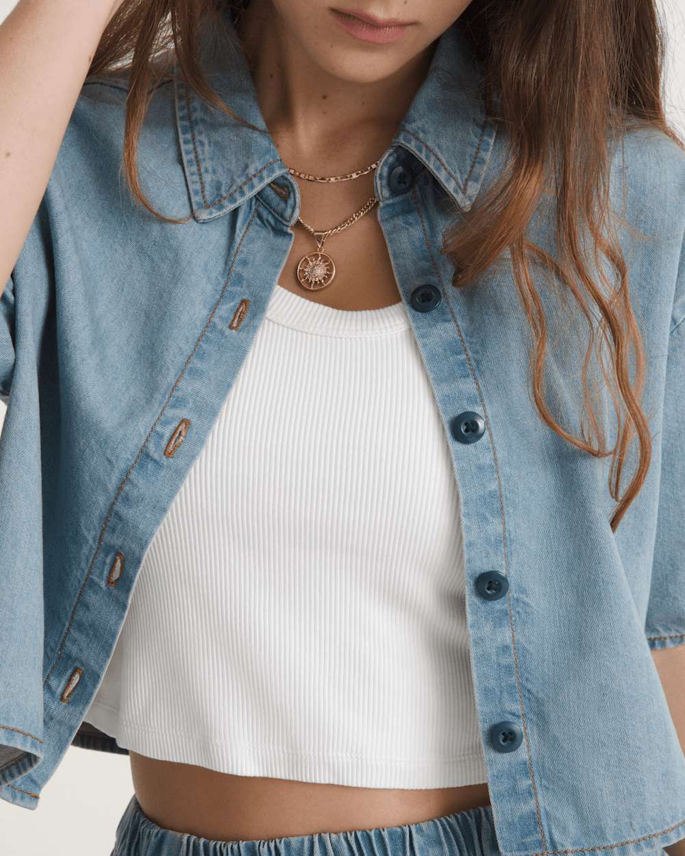 Women Vans Wren Denim Button Up Shirt in Stonewash Blue