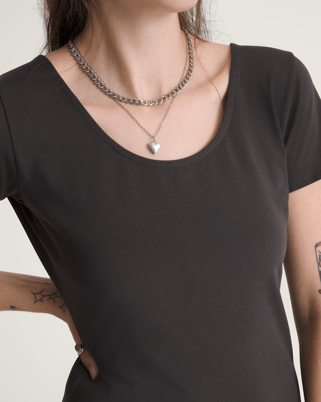Women Vans Double Scoop T-Shirt in Faded Black