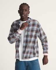 Women|Men Vans Waffle Shop Reimagined 2Fer Flannel Shirt in Grey / Blue